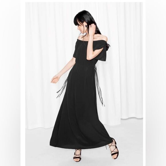 & Other Stories maxi long dress in black size size 34 (4 fits like XS S - Picture 2 of 7